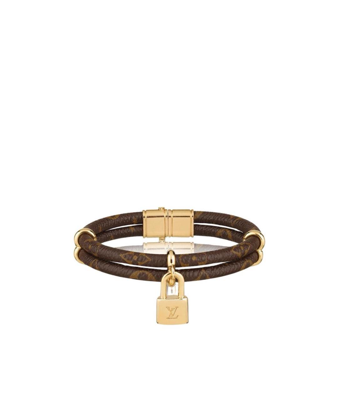 LOUIS VUITTON Коричневый кожаный браслет, фото 2