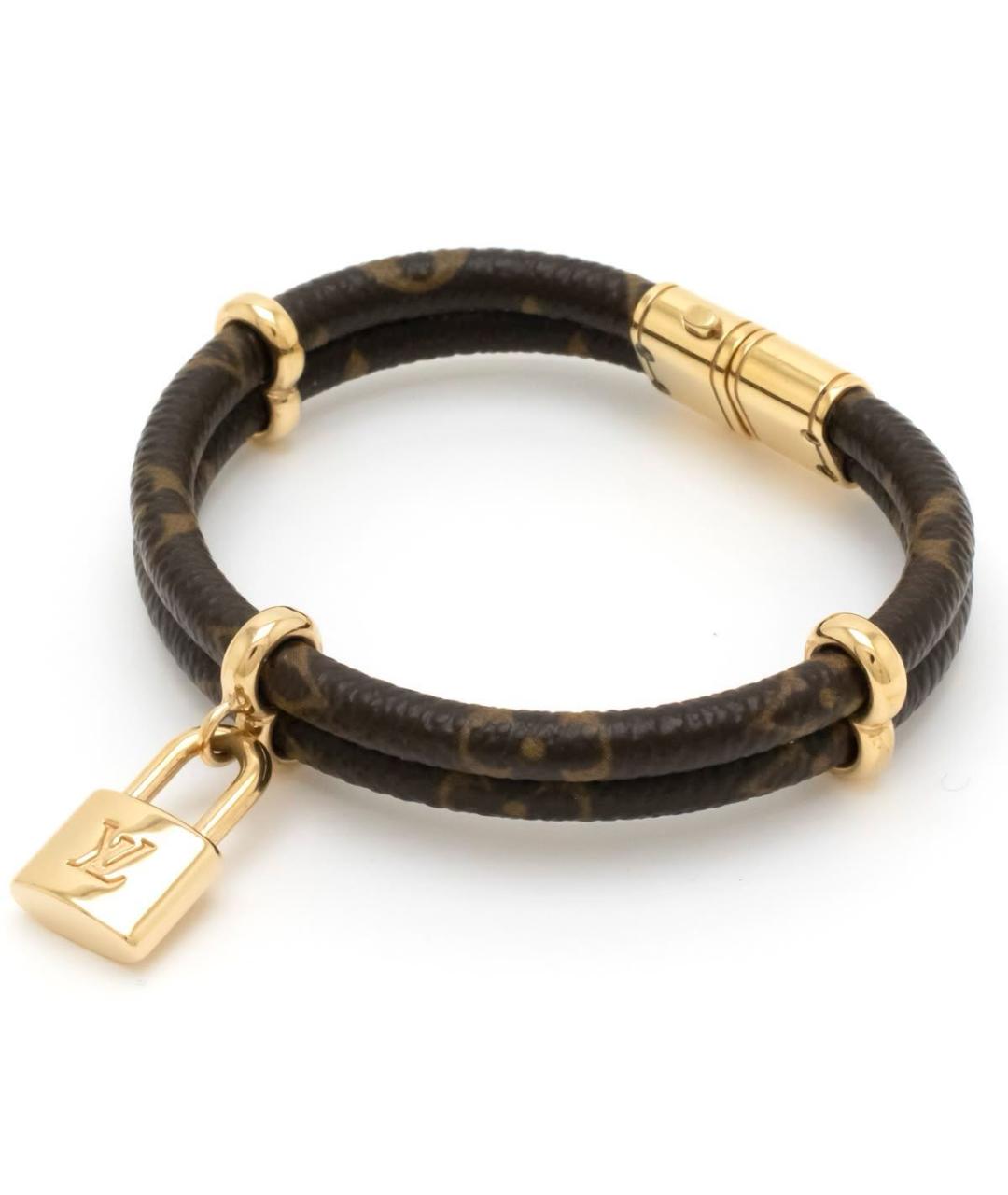 LOUIS VUITTON Коричневый кожаный браслет, фото 5