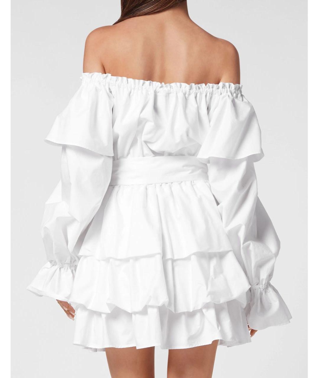 PHILIPP PLEIN Белое хлопковое коктейльное платье, фото 3