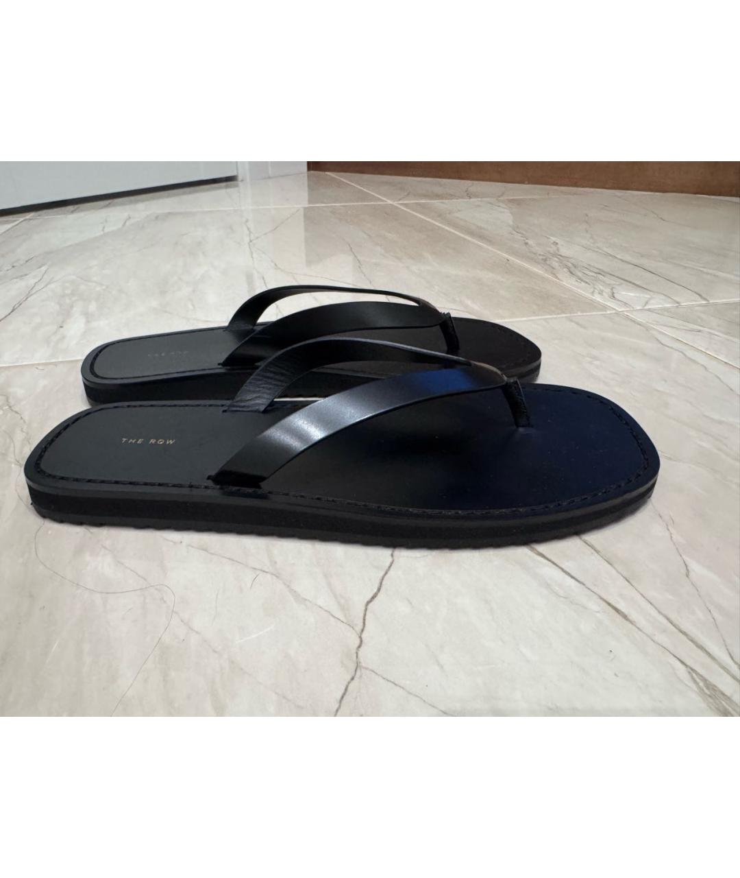 THE ROW Черные кожаные шлепанцы, фото 6