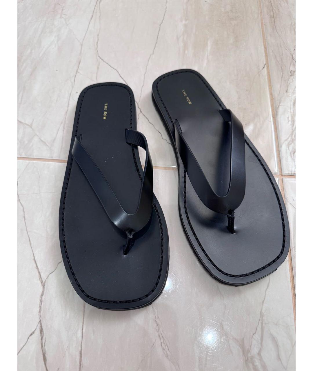 THE ROW Черные кожаные шлепанцы, фото 2