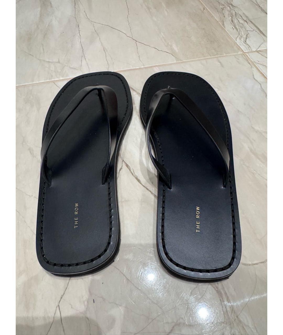 THE ROW Черные кожаные шлепанцы, фото 4