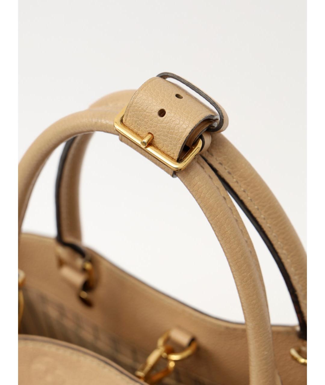 LOUIS VUITTON Бежевая кожаная сумка через плечо, фото 4