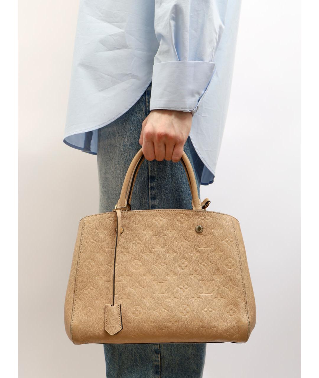 LOUIS VUITTON Бежевая кожаная сумка через плечо, фото 9