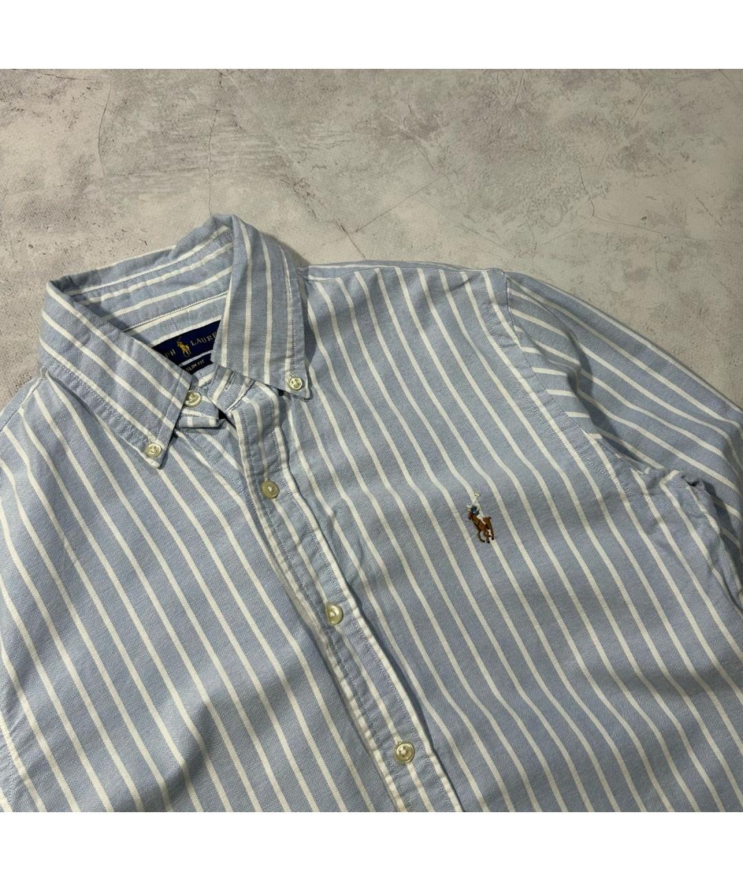 POLO RALPH LAUREN Голубая хлопковая классическая рубашка, фото 2