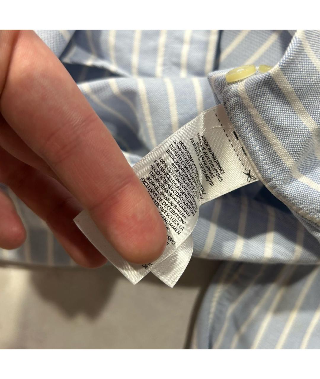 POLO RALPH LAUREN Голубая хлопковая классическая рубашка, фото 5