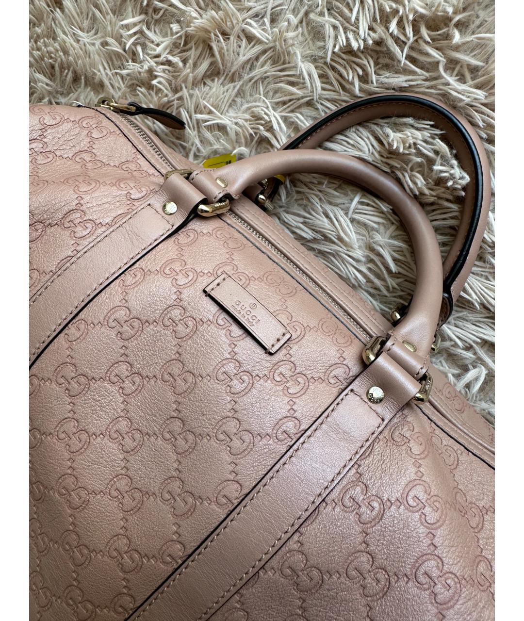 GUCCI Розовая кожаная сумка с короткими ручками, фото 2