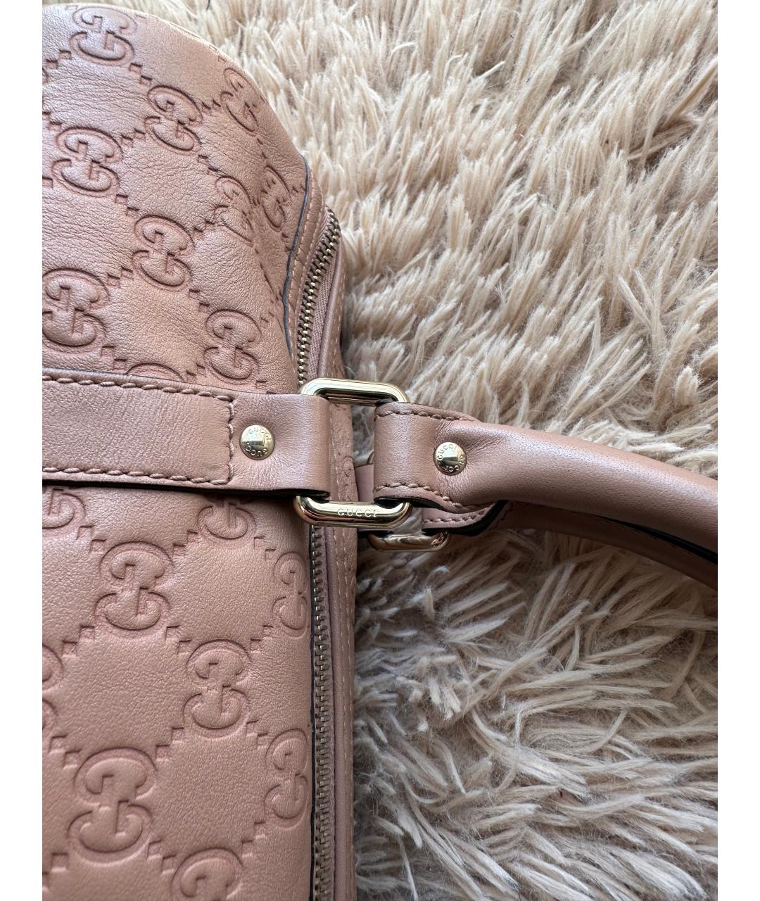 GUCCI Розовая кожаная сумка с короткими ручками, фото 3