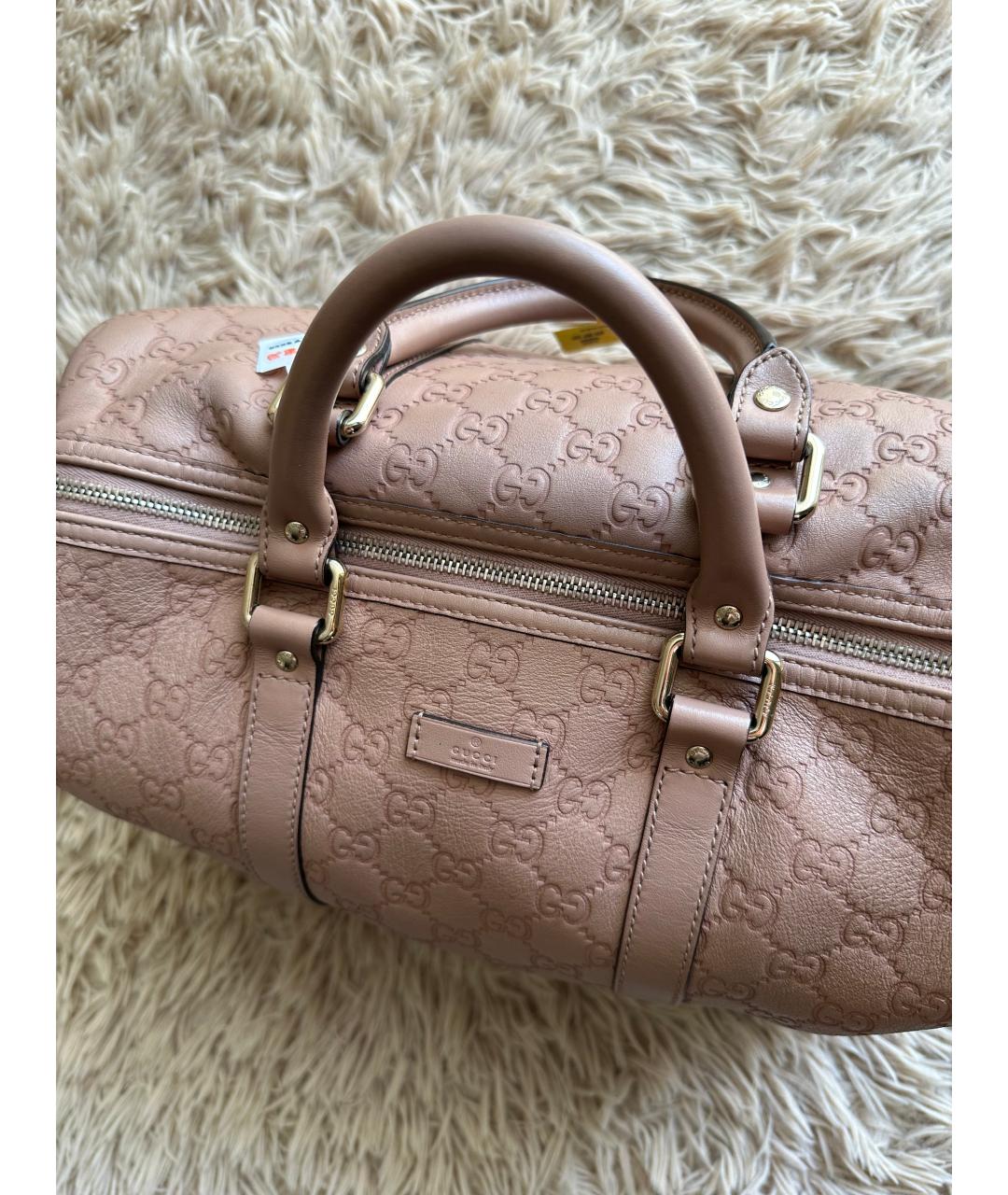 GUCCI Розовая кожаная сумка с короткими ручками, фото 5