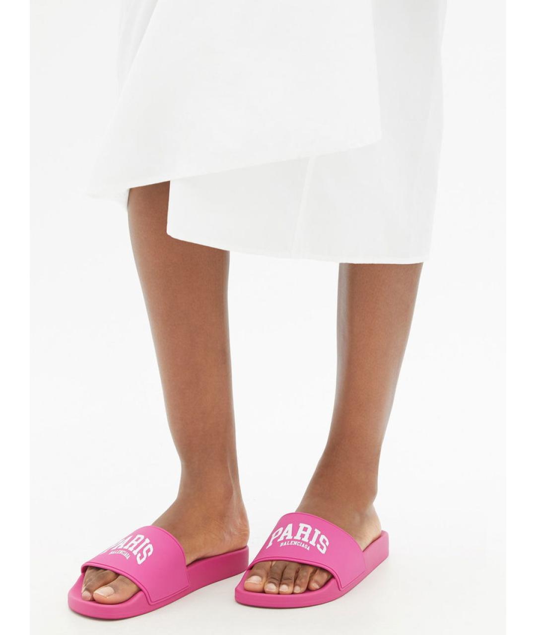 BALENCIAGA Розовые резиновые шлепанцы, фото 6