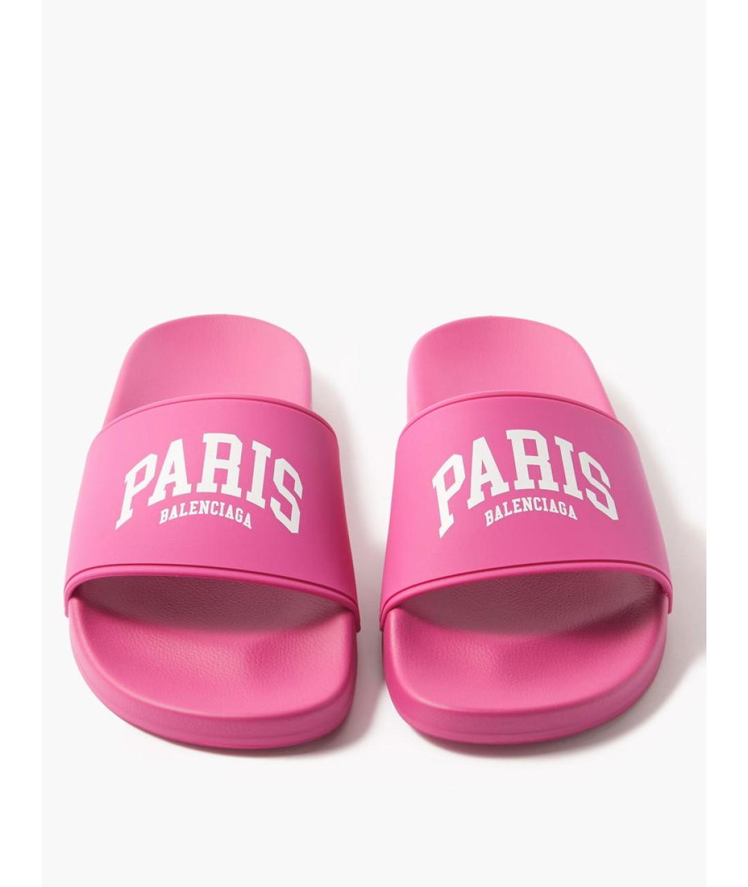 BALENCIAGA Розовые резиновые шлепанцы, фото 3