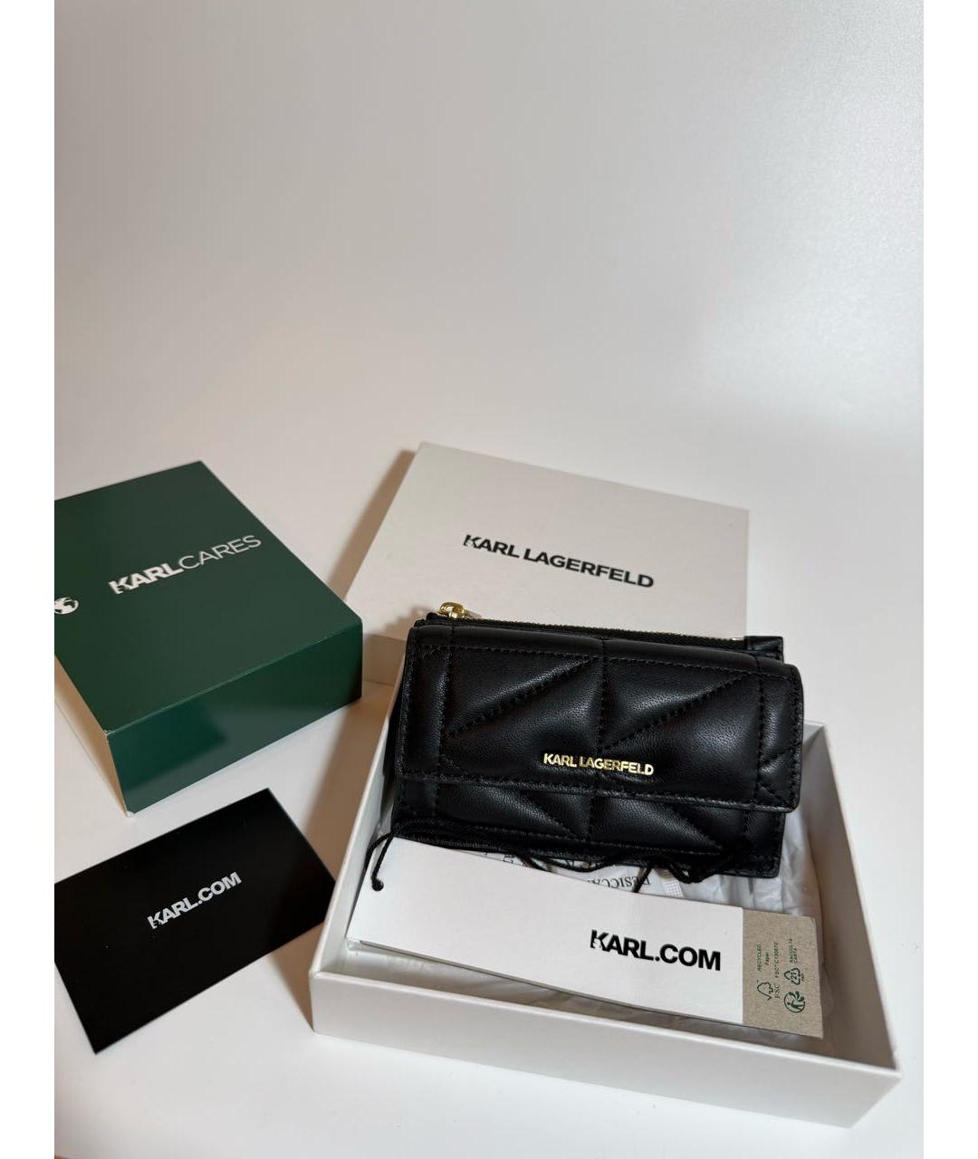 KARL LAGERFELD Черный кожаный кошелек, фото 5