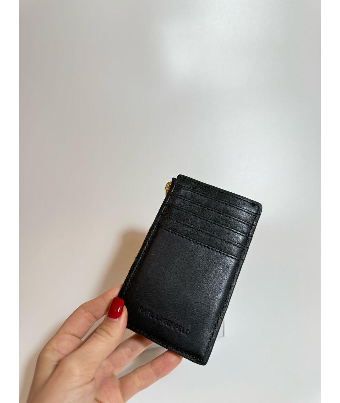 KARL LAGERFELD Черный кожаный кошелек, фото 2