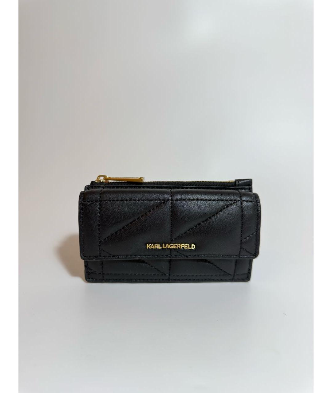 KARL LAGERFELD Черный кожаный кошелек, фото 6