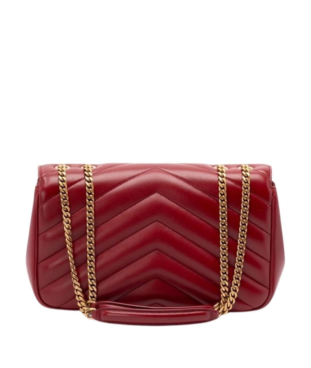 SAINT LAURENT Красная кожаная сумка через плечо, фото 2