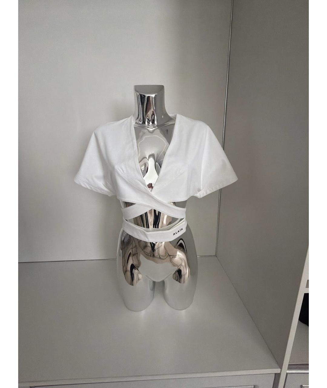 ALAIA Белая хлопко-эластановая блузы, фото 8