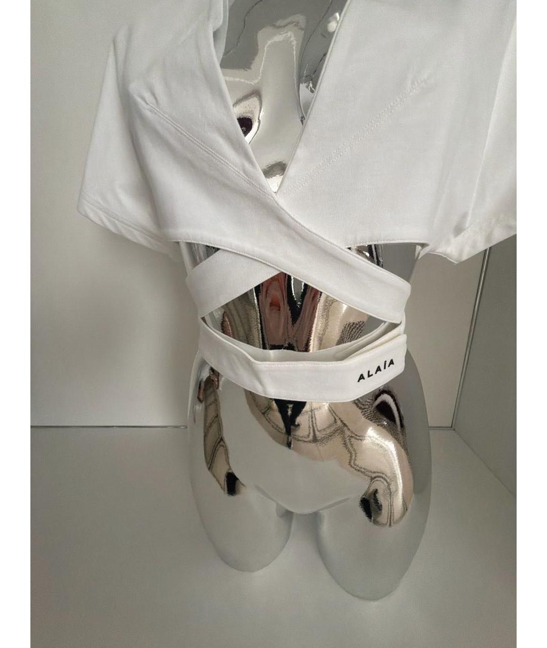 ALAIA Белая хлопко-эластановая блузы, фото 5