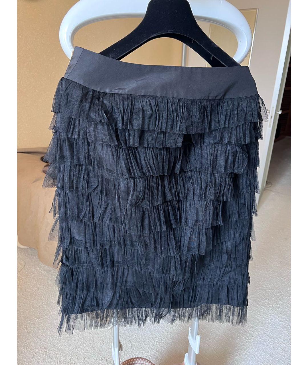 ROCHAS Черная шелковая юбка миди, фото 6