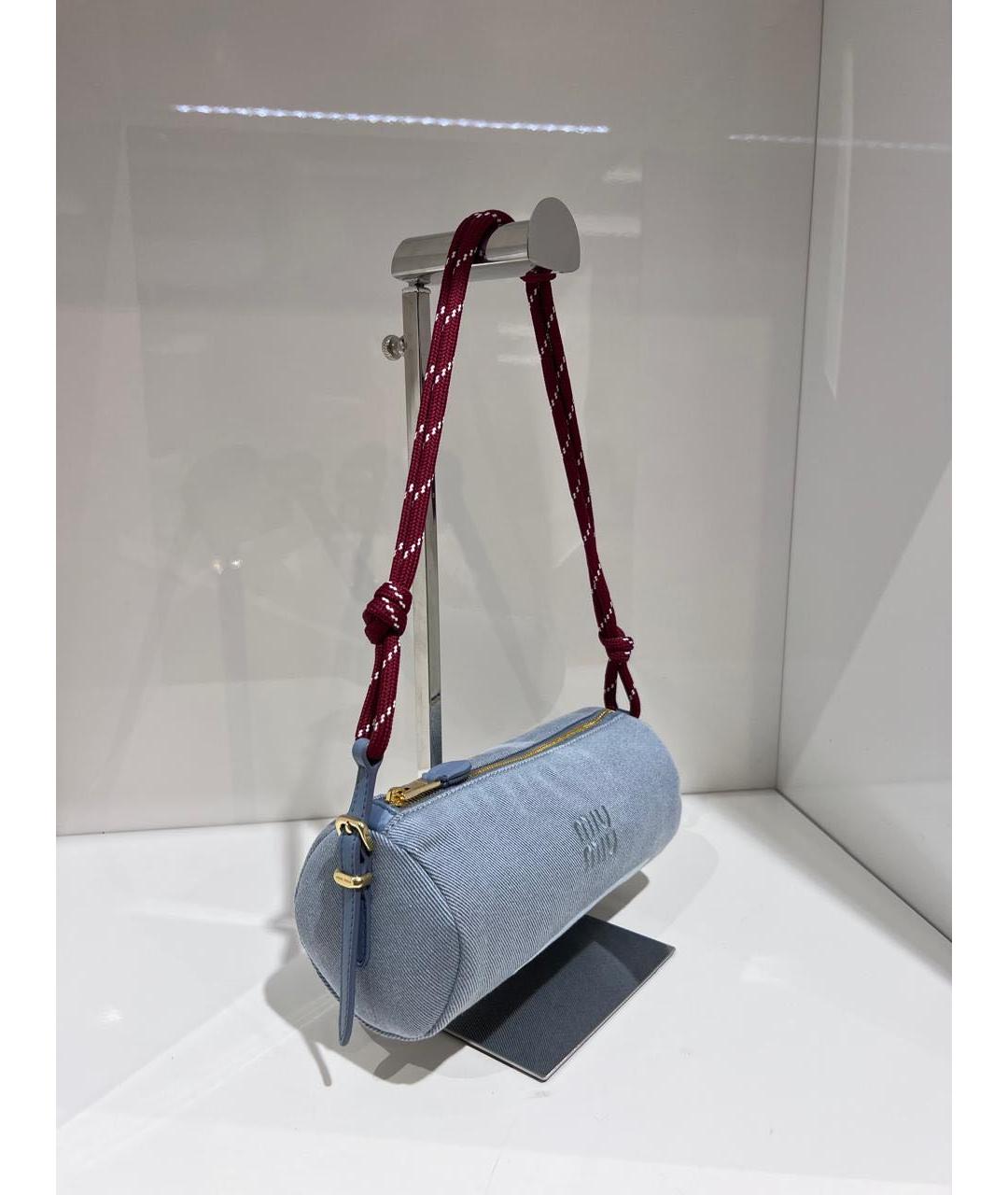 MIU MIU Голубая тканевая сумка через плечо, фото 3