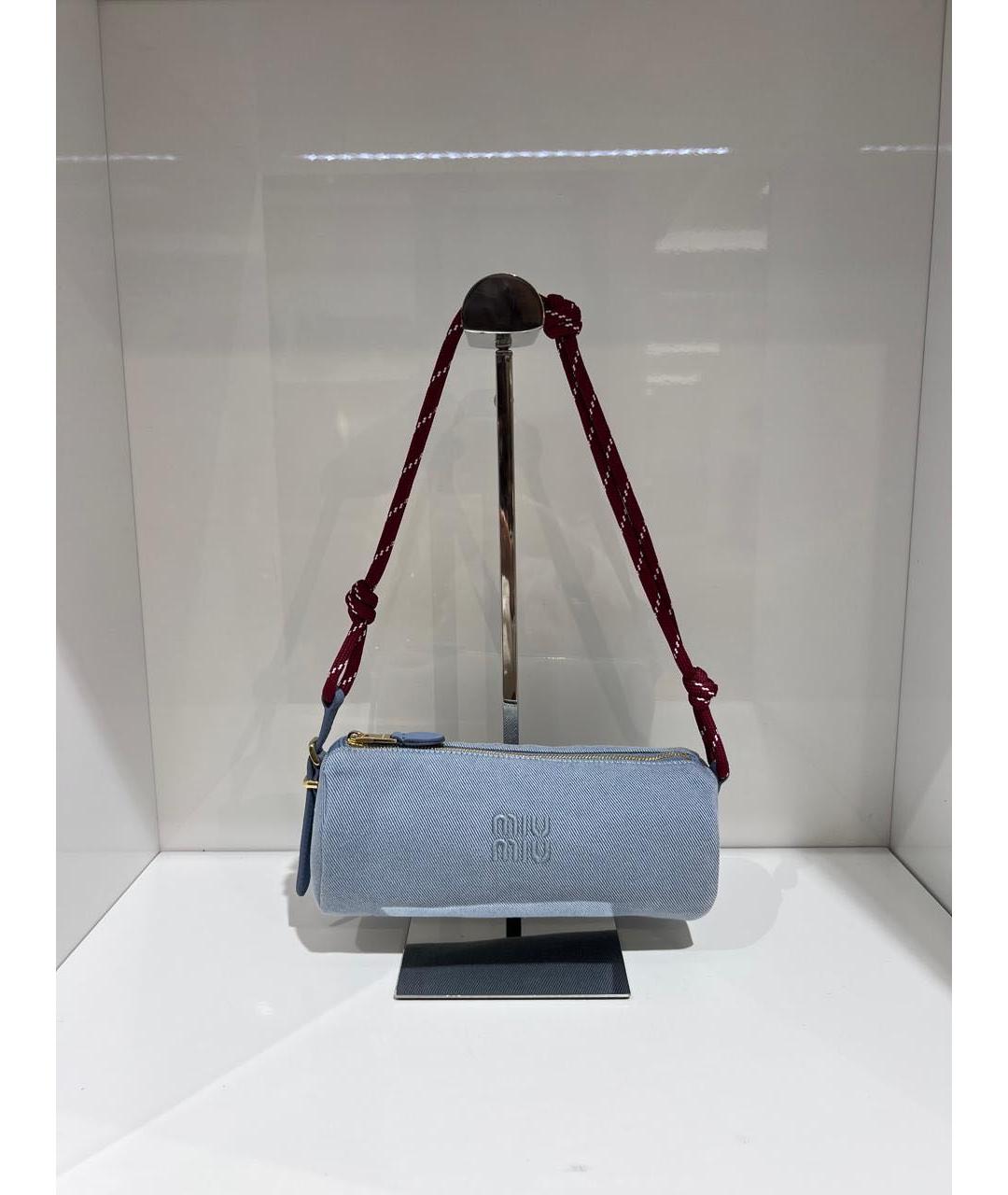 MIU MIU Голубая тканевая сумка через плечо, фото 2