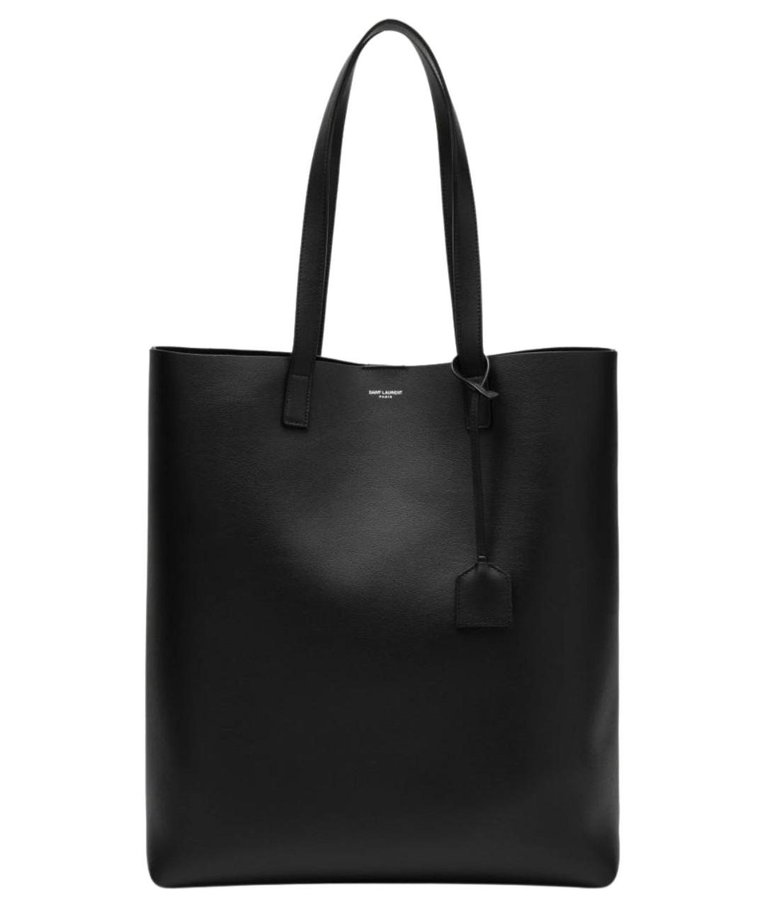 SAINT LAURENT Черная кожаная сумка тоут, фото 1