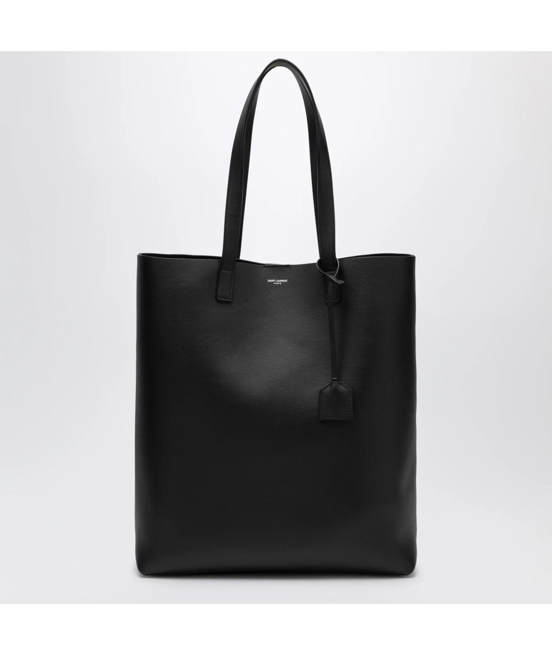 SAINT LAURENT Черная кожаная сумка тоут, фото 3