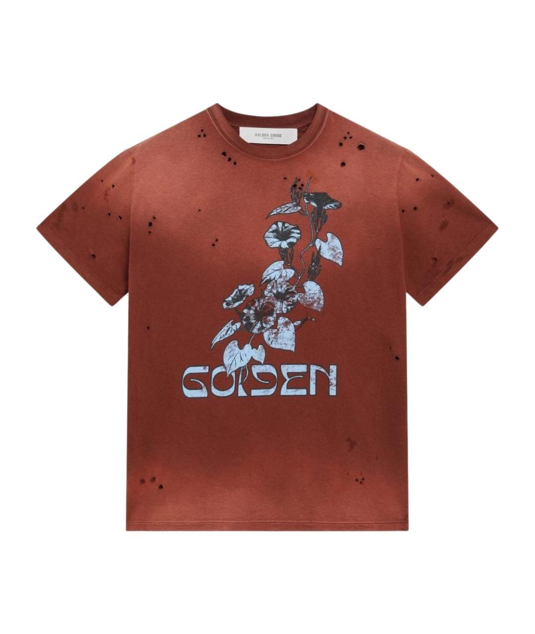 GOLDEN GOOSE DELUXE BRAND Коричневая хлопковая футболка, фото 1