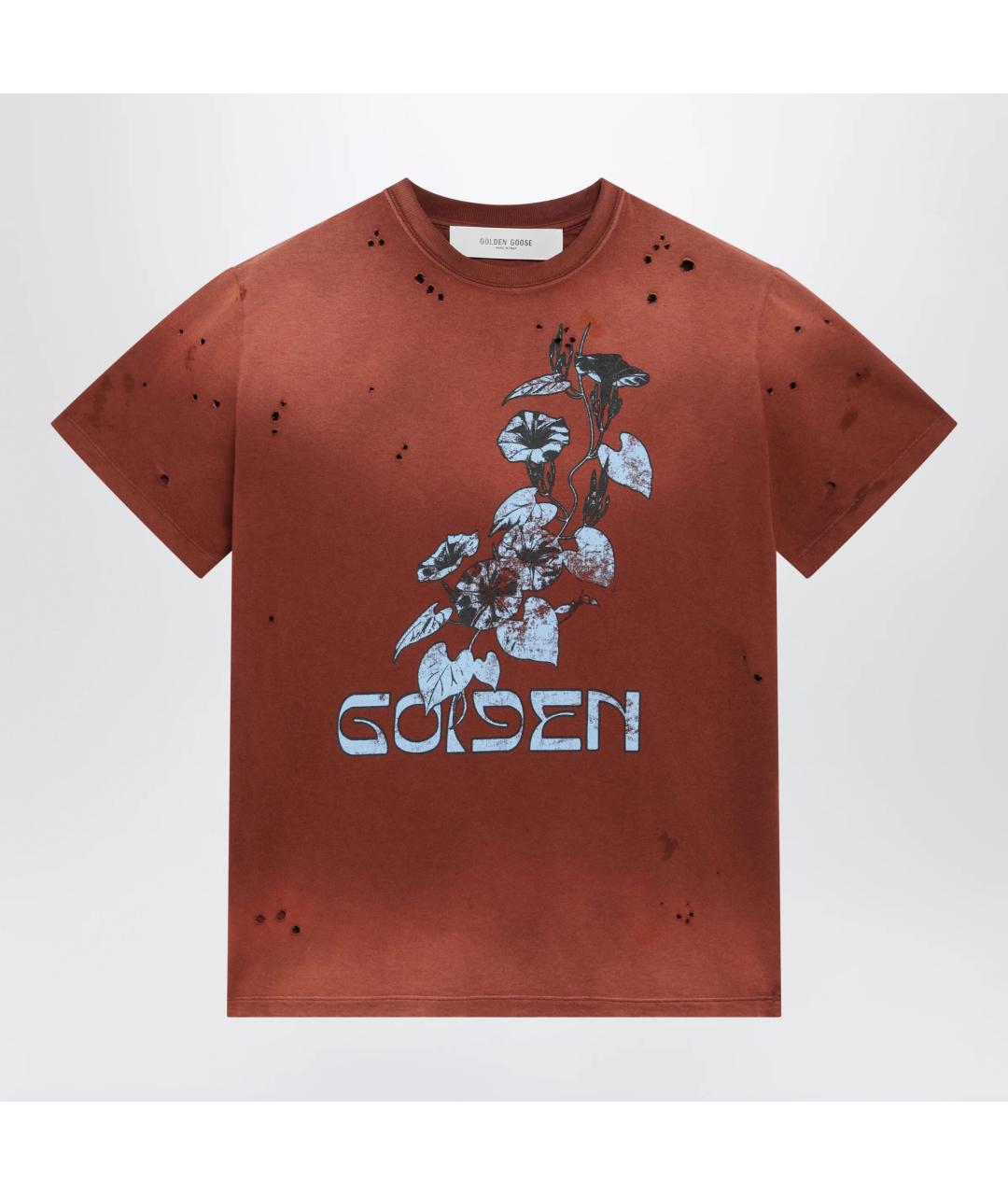GOLDEN GOOSE DELUXE BRAND Коричневая хлопковая футболка, фото 3