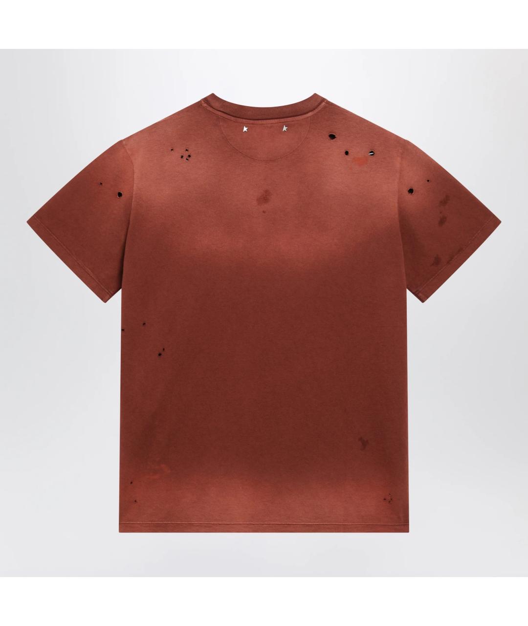 GOLDEN GOOSE DELUXE BRAND Коричневая хлопковая футболка, фото 2