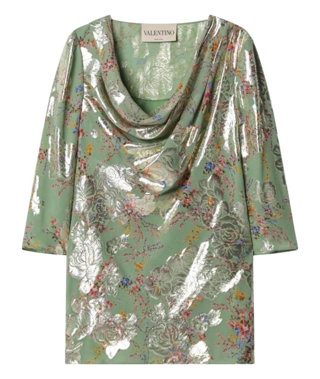 VALENTINO Зеленая шелковая блузы, фото 1
