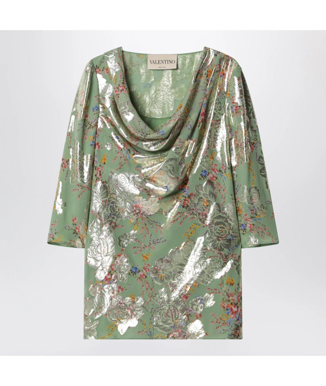 VALENTINO Зеленая шелковая блузы, фото 3