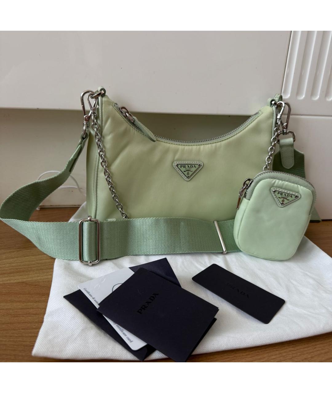 PRADA Салатовая тканевая сумка через плечо, фото 6