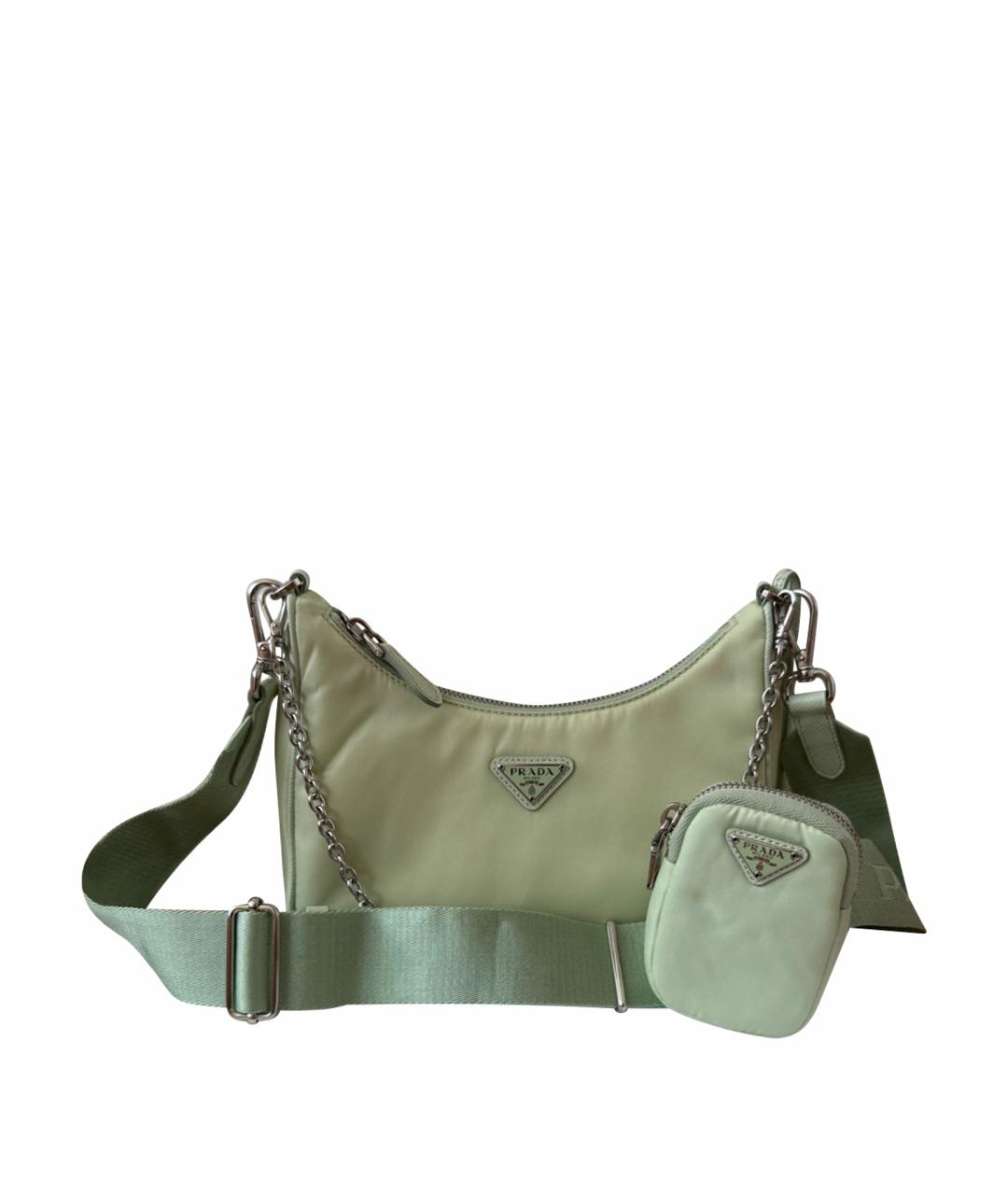 PRADA Салатовая тканевая сумка через плечо, фото 1
