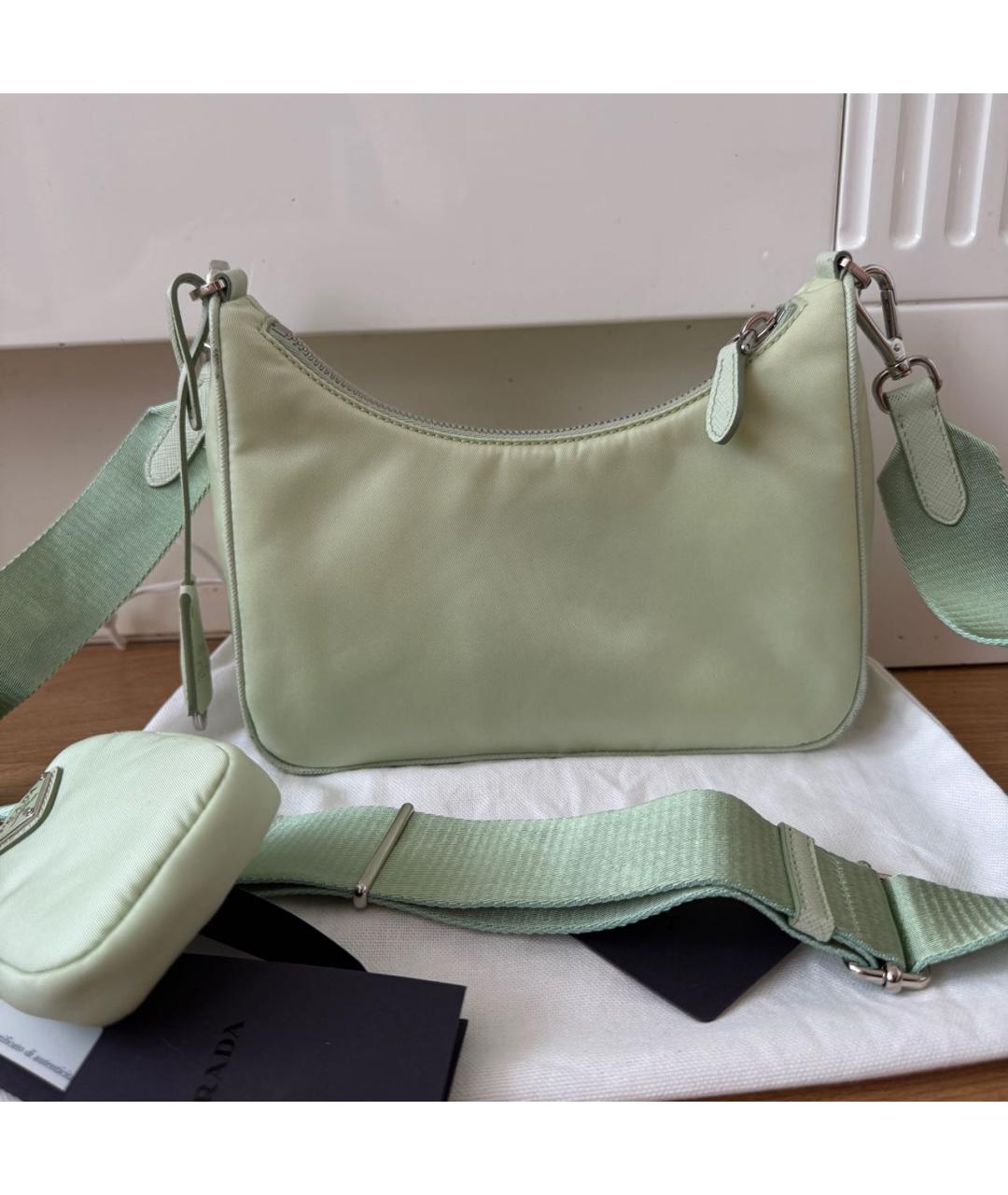 PRADA Салатовая тканевая сумка через плечо, фото 3