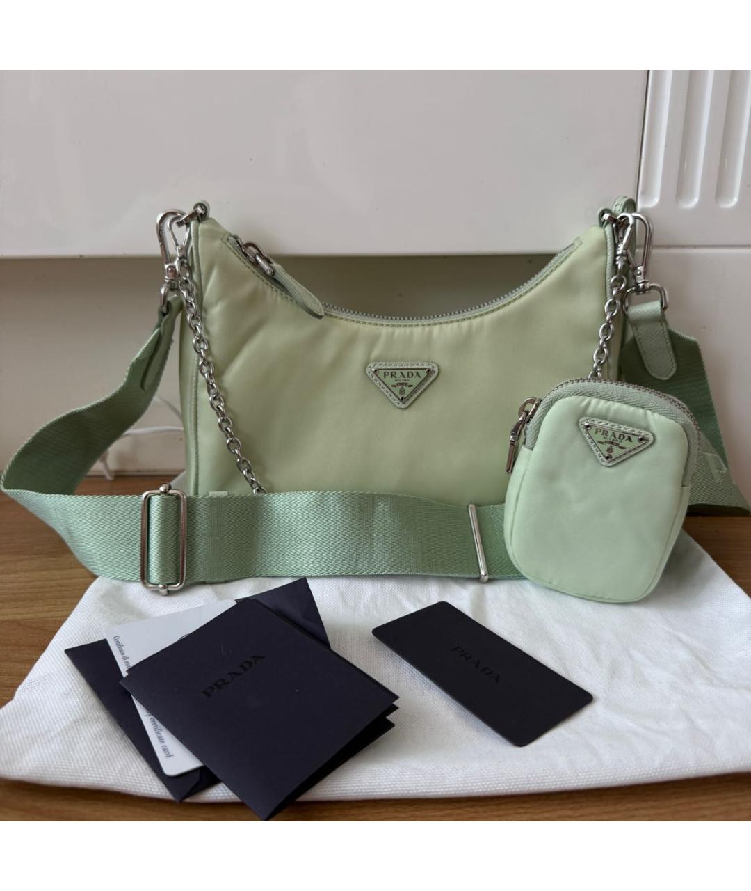 PRADA Салатовая тканевая сумка через плечо, фото 7