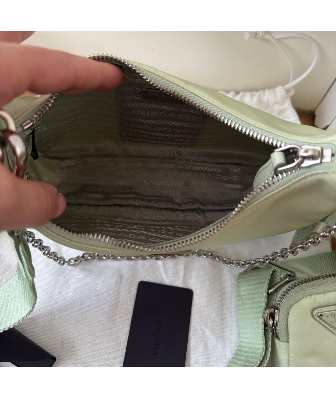 PRADA Салатовая тканевая сумка через плечо, фото 4