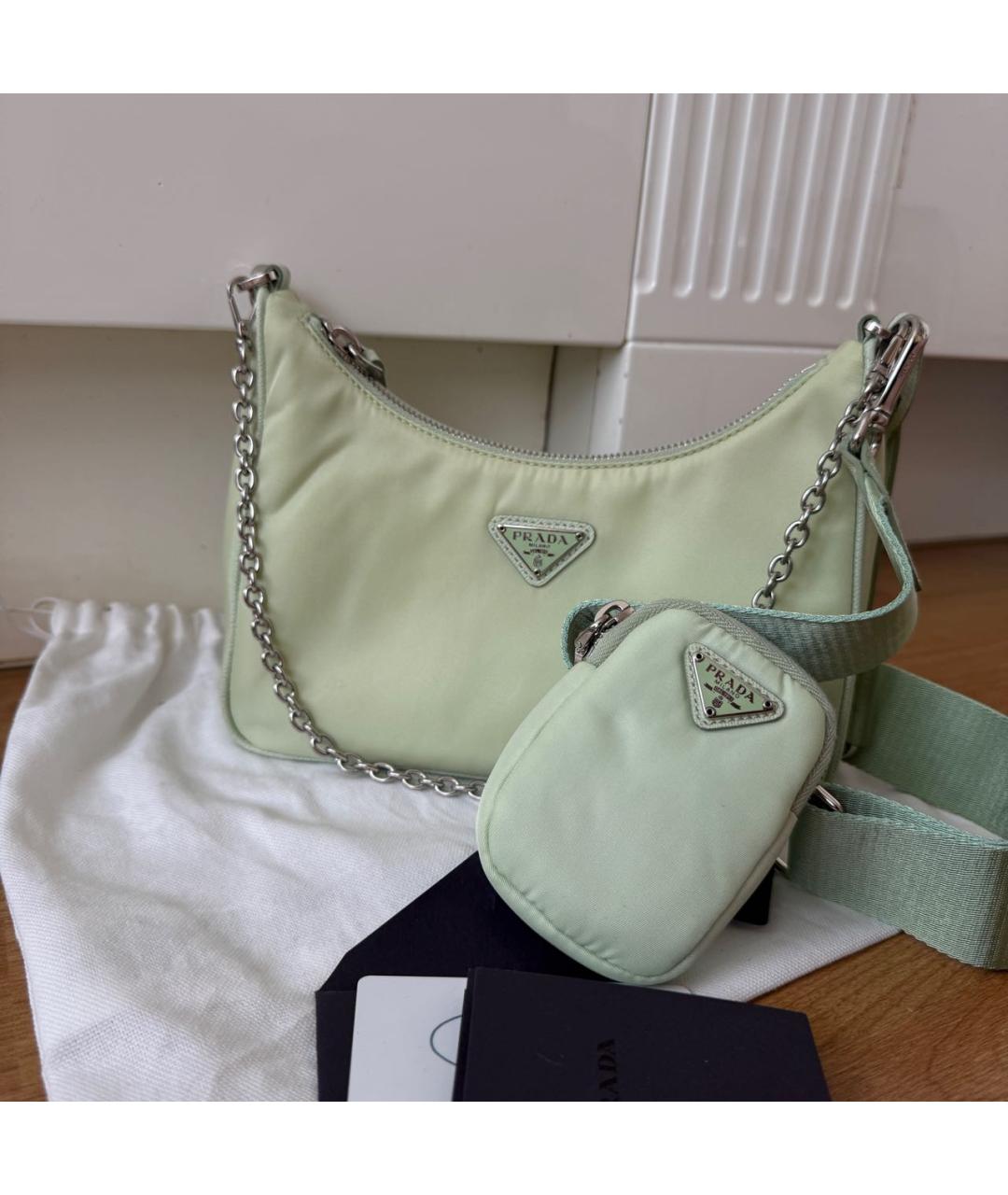 PRADA Салатовая тканевая сумка через плечо, фото 5
