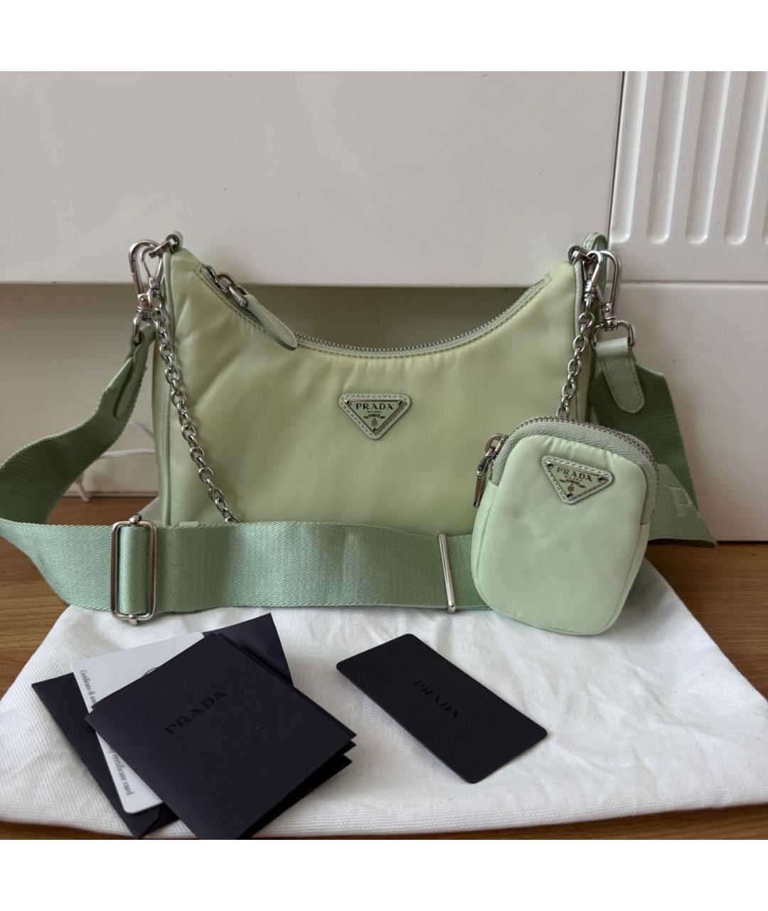 PRADA Салатовая тканевая сумка через плечо, фото 9