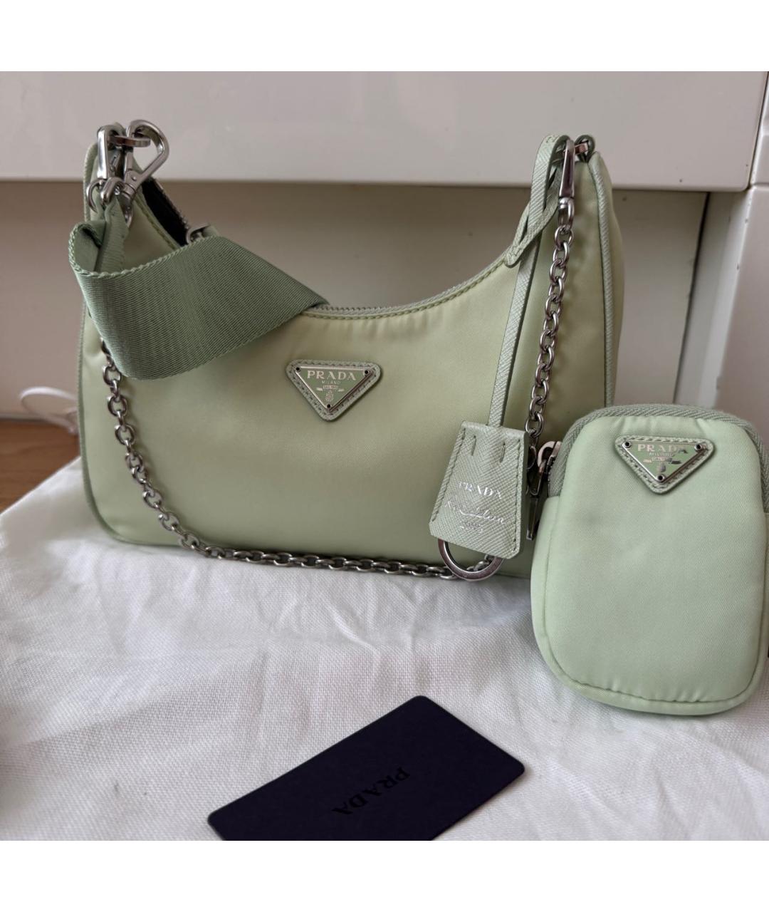 PRADA Салатовая тканевая сумка через плечо, фото 2
