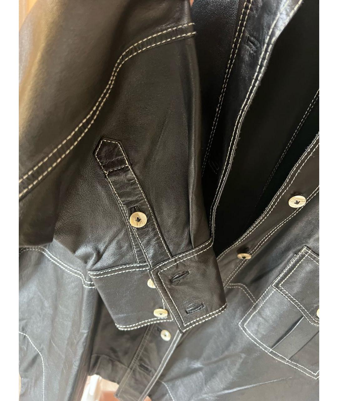 GANNI Черный кожаный жакет/пиджак, фото 3