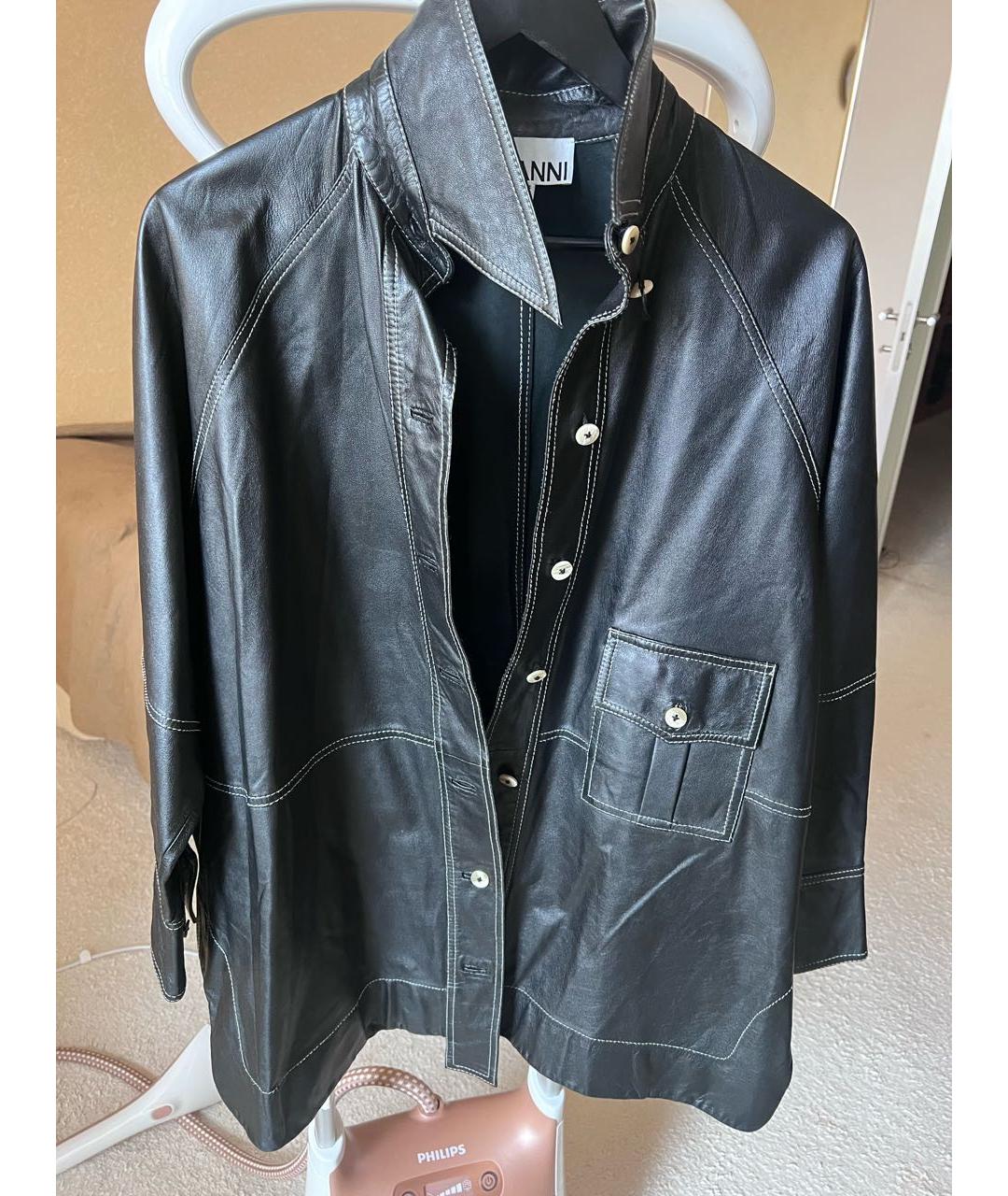 GANNI Черный кожаный жакет/пиджак, фото 7
