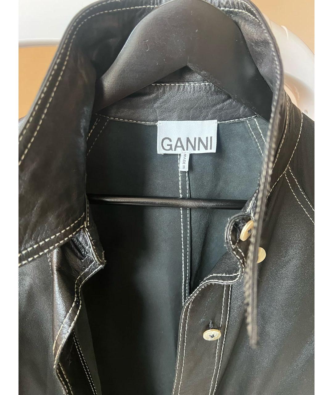GANNI Черный кожаный жакет/пиджак, фото 4