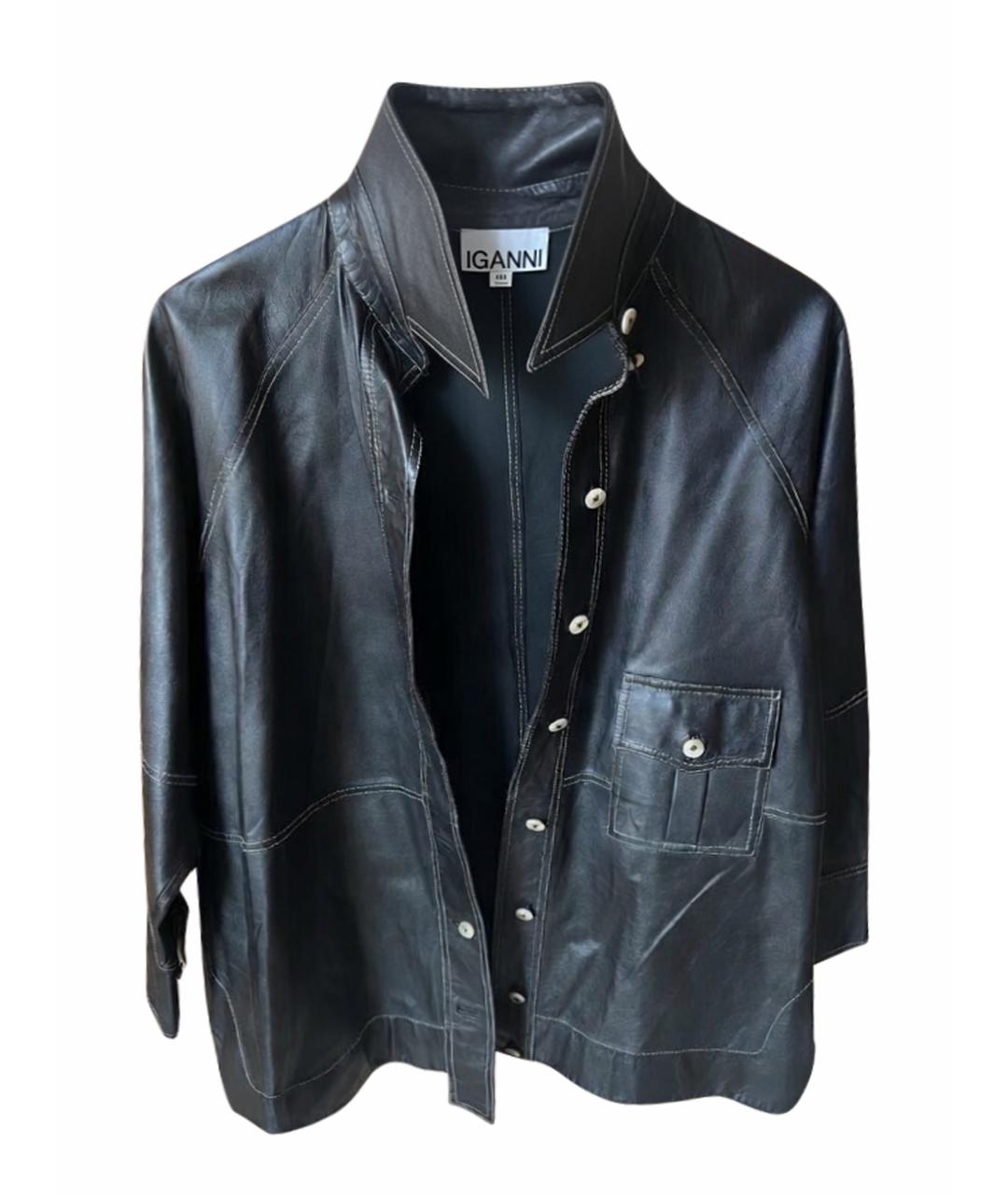GANNI Черный кожаный жакет/пиджак, фото 1