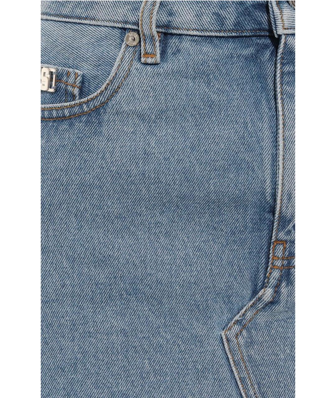 GCDS Голубая хлопко-эластановая юбка мини, фото 4