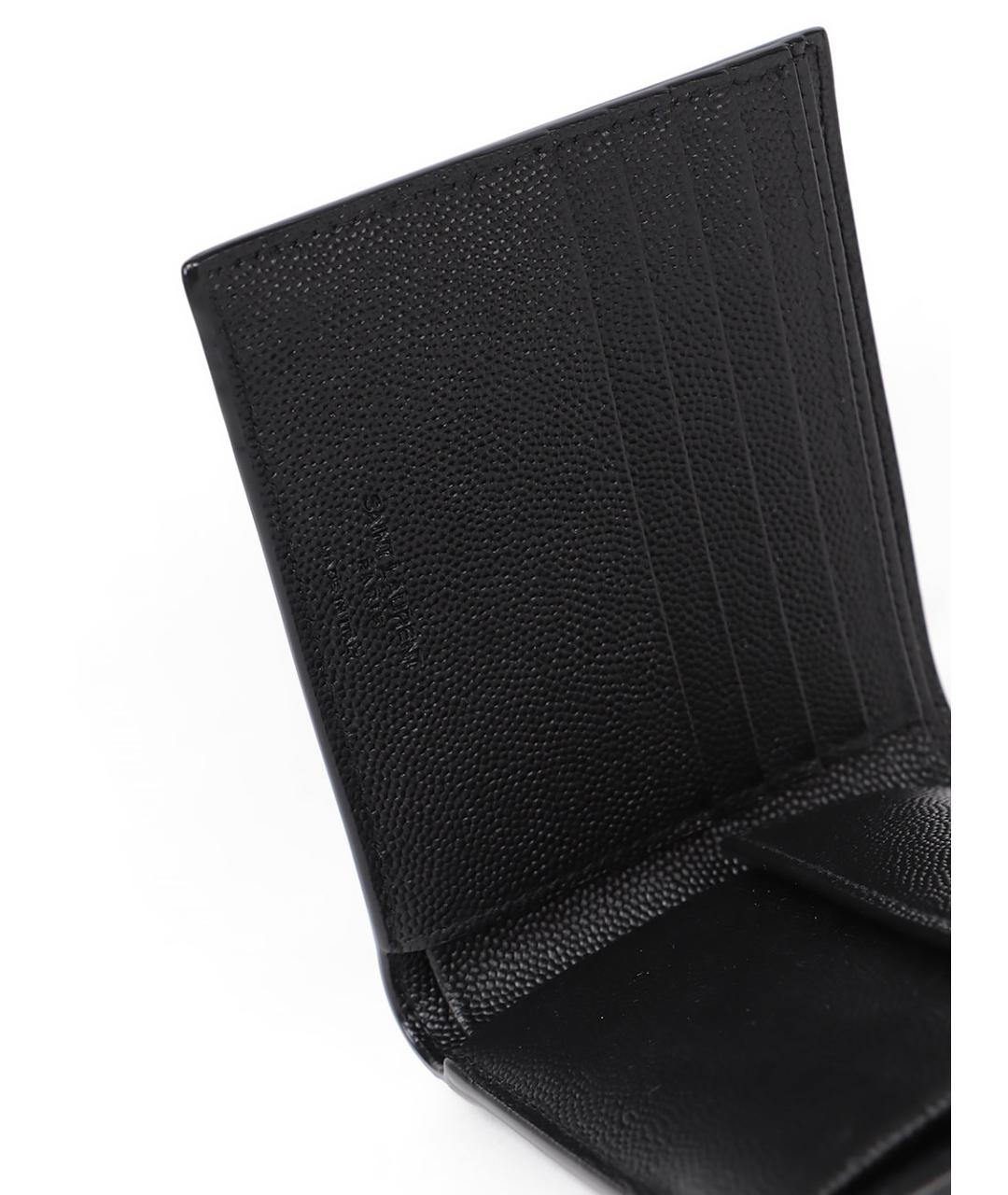 SAINT LAURENT Черный кожаный кошелек, фото 4