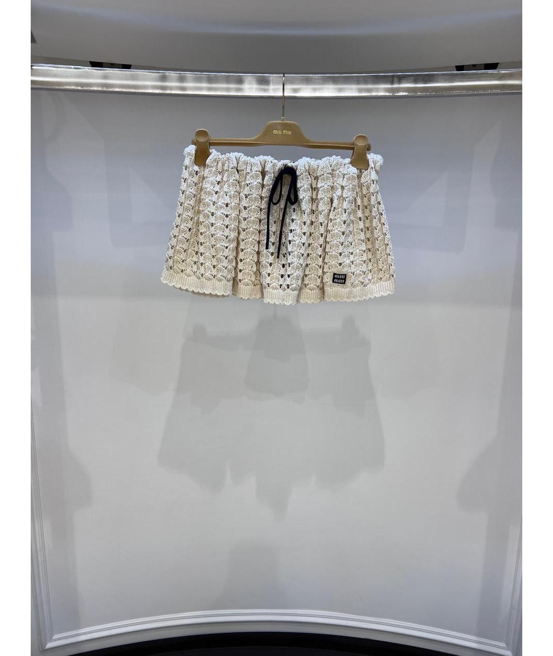 MIU MIU Бежевая юбка мини, фото 2