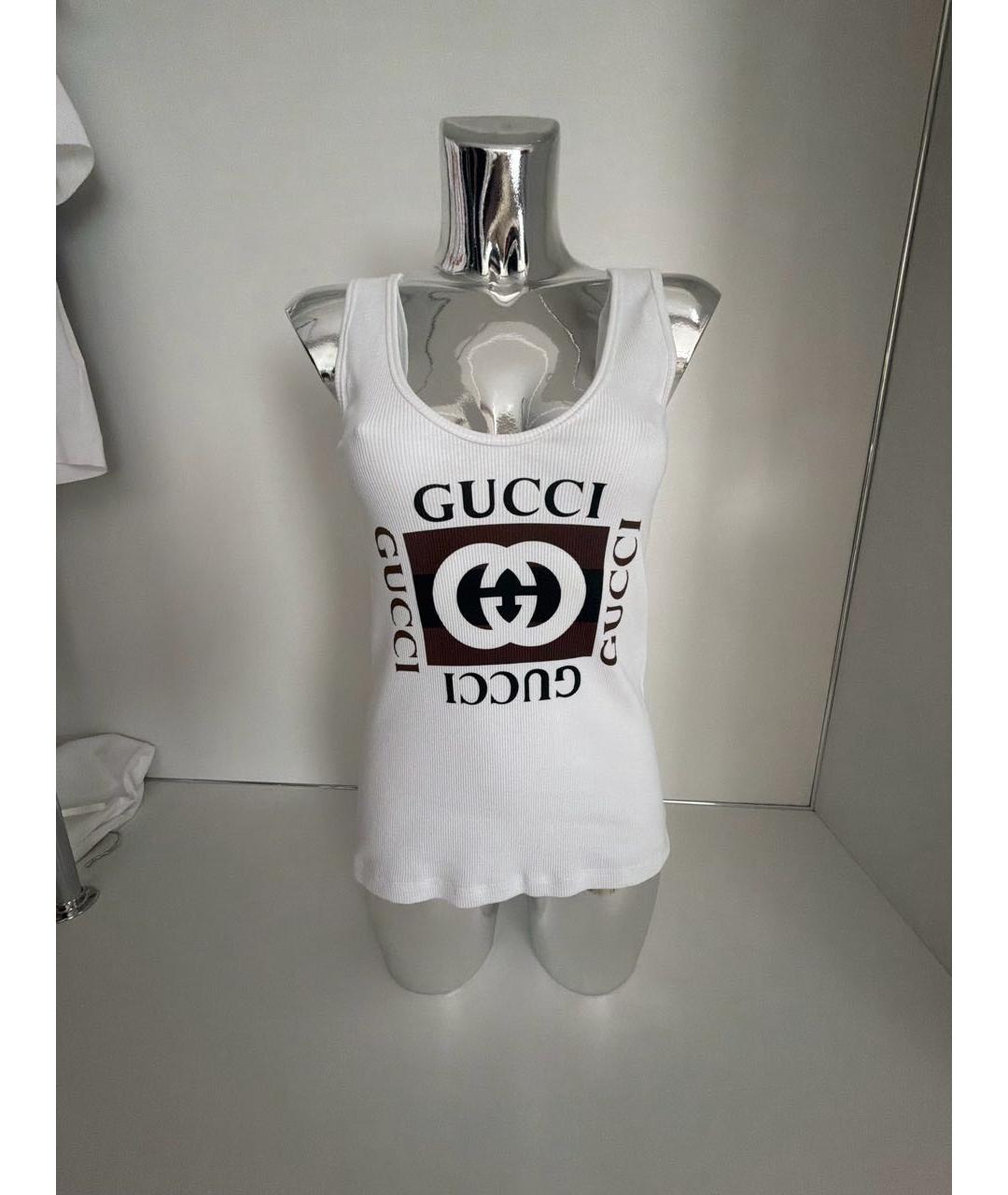 GUCCI Белая хлопко-эластановая майка, фото 6