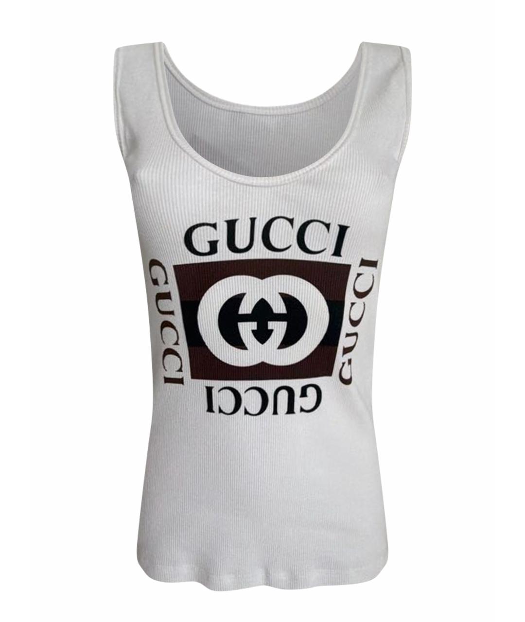 GUCCI Белая хлопко-эластановая майка, фото 1