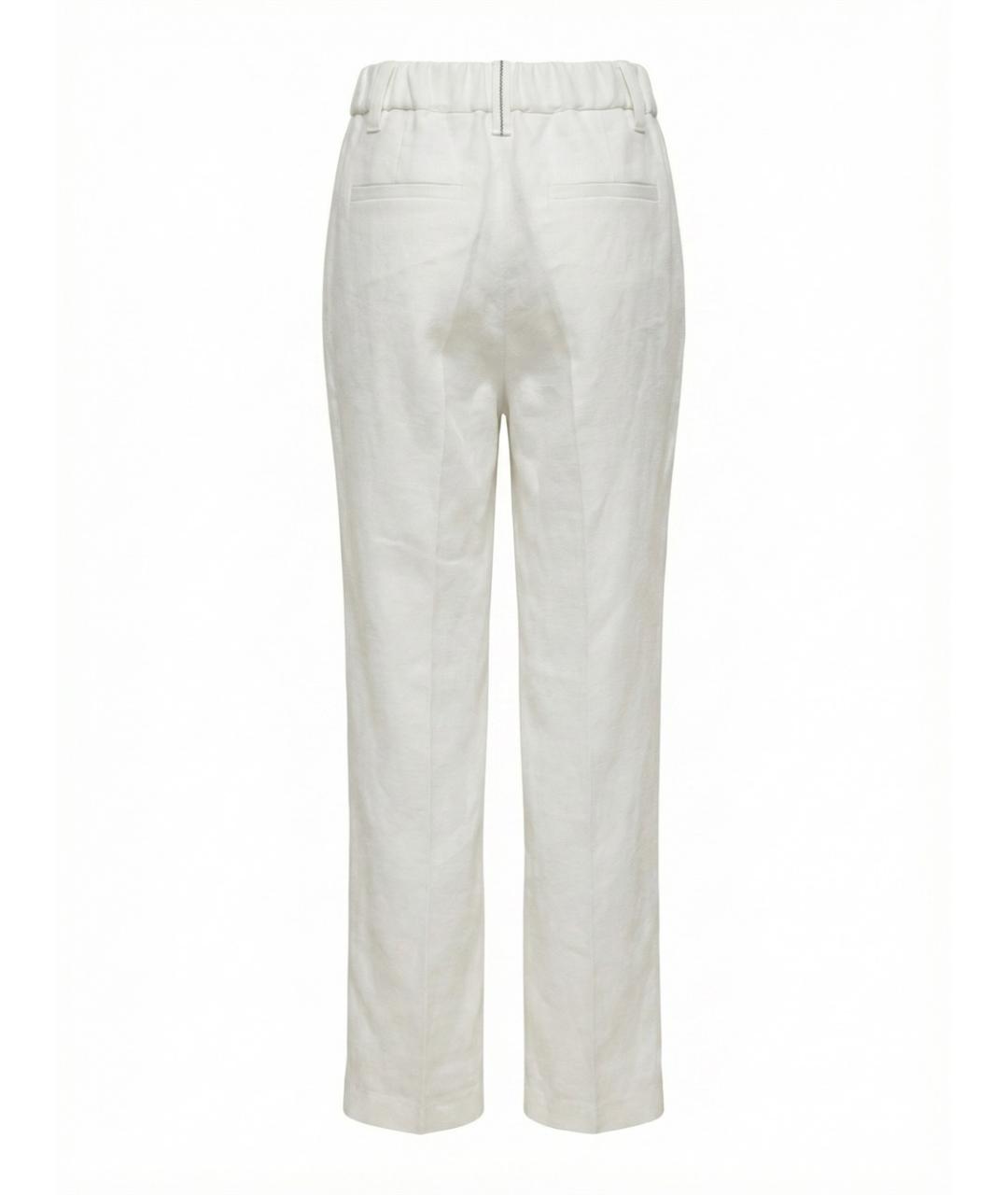 BRUNELLO CUCINELLI Бежевые льняные прямые брюки, фото 2
