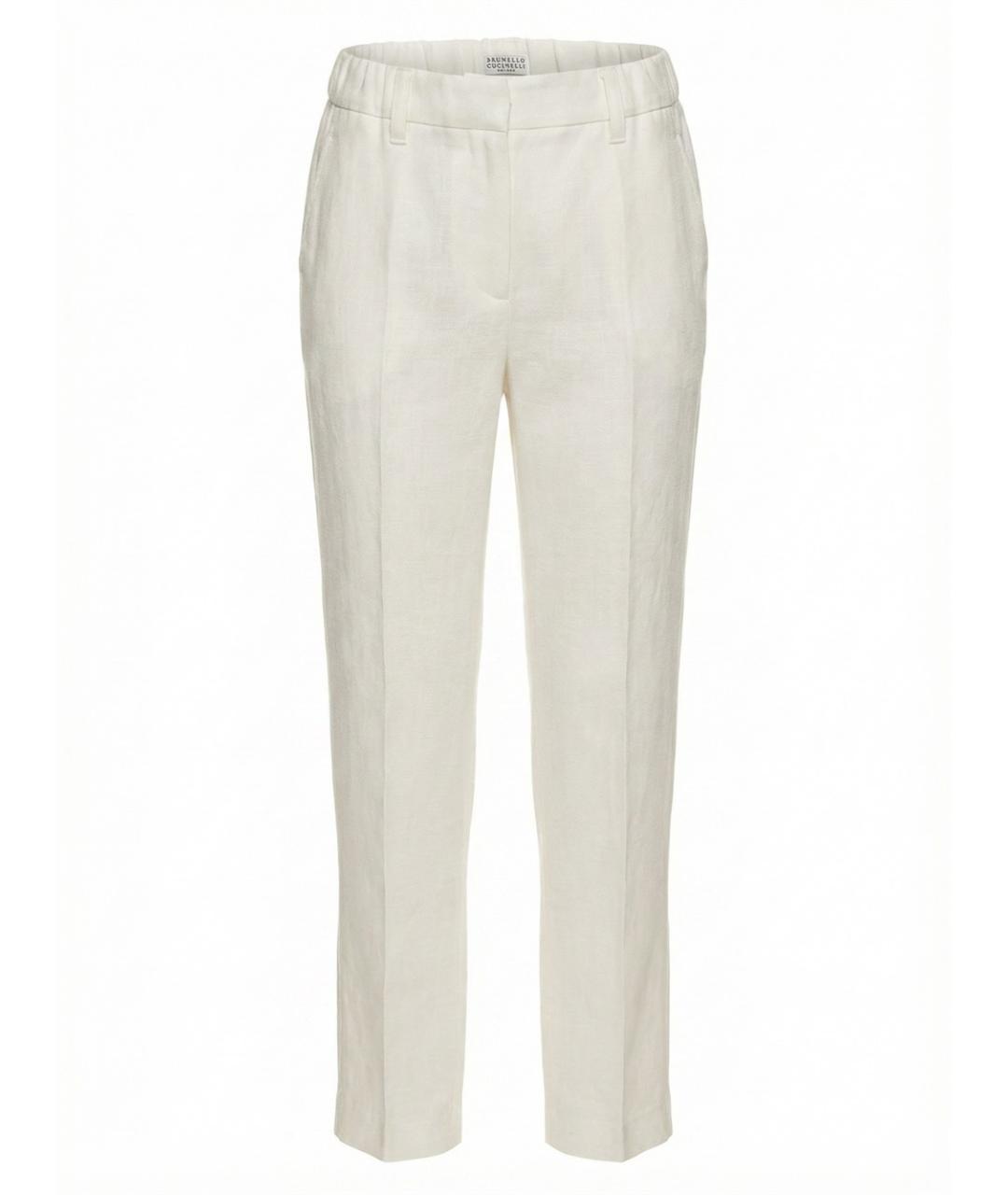 BRUNELLO CUCINELLI Бежевые льняные прямые брюки, фото 1